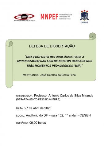 DEFESA DE DISSERTAÇÃO DE JOSÉ GERALDO DA COSTA FILHO
